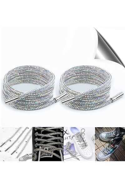 AiryFooT Crystal Stone Shiny Stone Shoelaces 100 Cm 1 Pair ( Multi Color )
