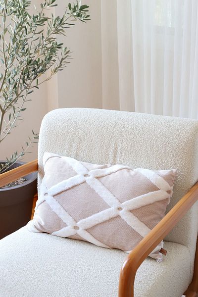 HAMUR Bohemian Special Design Punch Pattern Ορθογώνιο Κάλυμμα Bella Beige