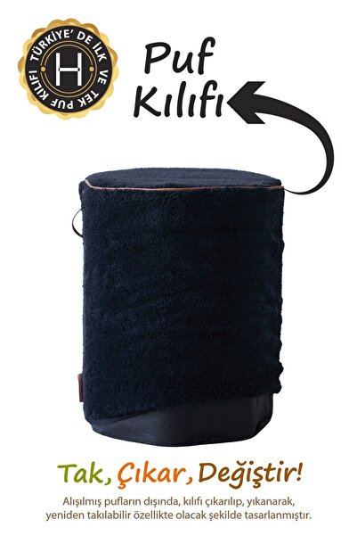 HAMUR Yıkanabilir Puf Tabure Kılıfı Tak-Çıkar-Değiştir-Yenile Orta Sehpa Kılı...