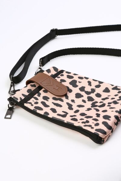 HAMUR Women's Cross Strap Wallet Shoulder Bag with Phone Compartment Leopard with Leather Cover