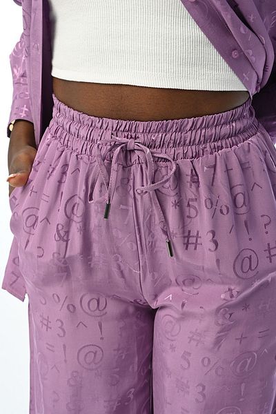 Orfeo Negro WOMEN'S COMFORTABLE FIT PATTERNED PURPLE JACQUARD PANT