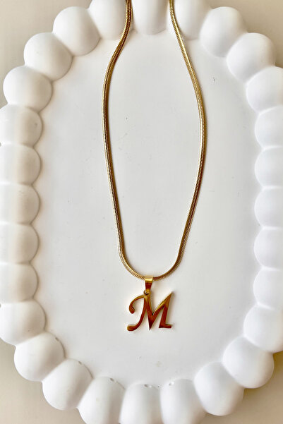 Fubena M Harf Sallantılı Künye Çelik Kolye