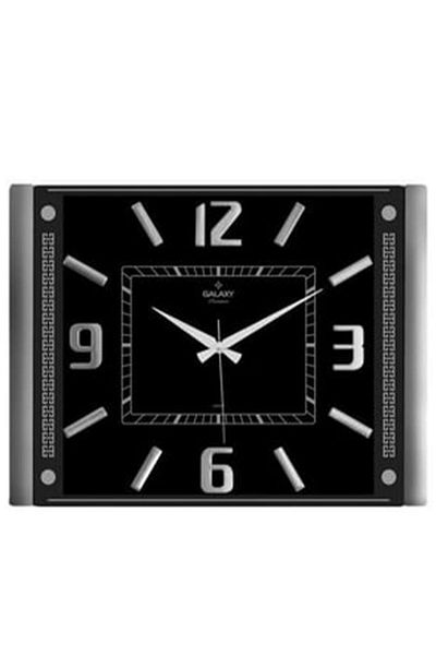 Tiesa Home Plastic Embossed Numeral Rectangular Wall Clock Gray Black