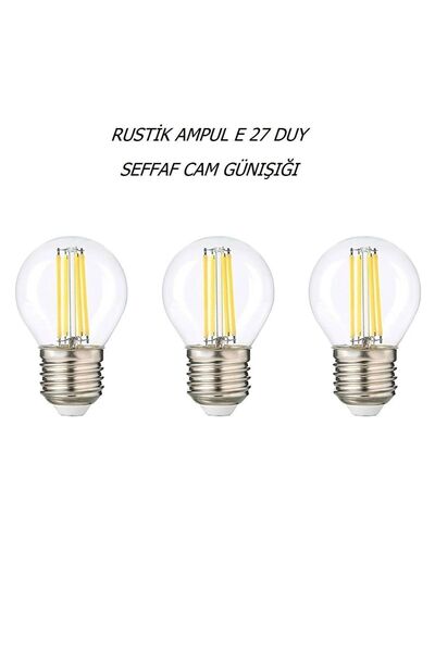 PROICH G45 4 Watt Şeffaf Cam Günışığı Işık Led Dekoratif Rustik Ampul E27 Duy-3 Adet(3 LÜ PAKET)