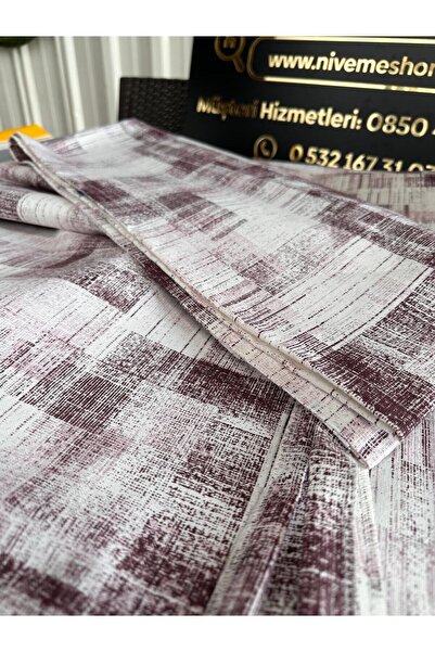 NİVEMESHOME Ocean Claret Red Background Curtain - Tarpaulin Balcony, with Cornice and Laces