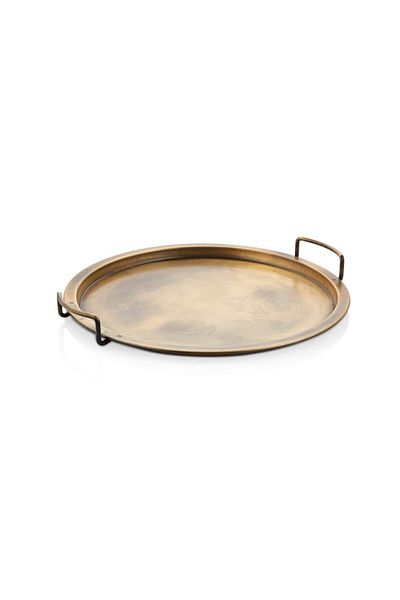 LUCKYHOMES Special Production Vintage Gold Tray 39 Cm, Galvanized Special Series Breakfast Tray Antique