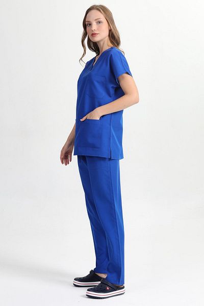 BAŞAK Unisex Saks Cotton Lycra Bat Sleeve Nurse and Doctor Jersey Set - Στολή νοσοκομείου