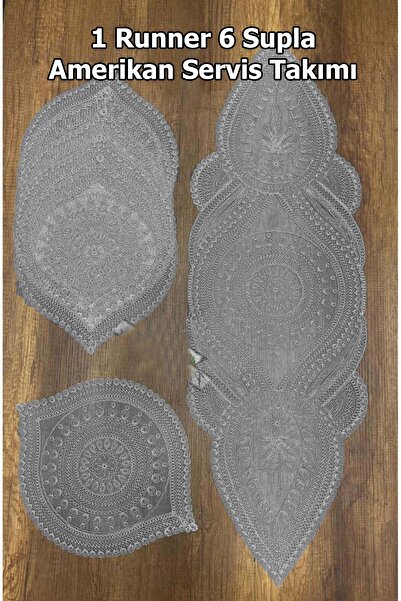 Çt Çeyizci Tekstil Набір серветки з вишивкою для 6 осіб - Супла Раннер, сучас...
