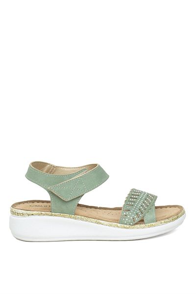 Ayakkabı Fuarı Green Women's Sandals - Elite Sry216918C Flat Model
