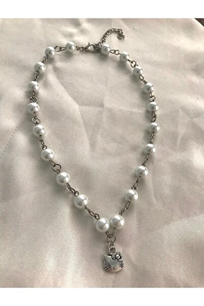 Bohemian Hello Kitty Fairycore Beyaz Cam Inci Kolye