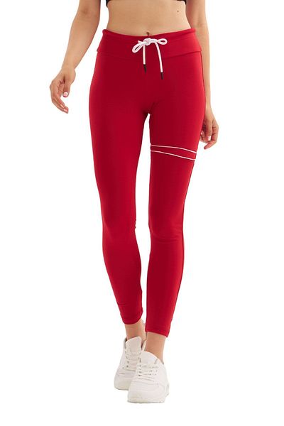 cervus Women's Red Tights / White Stripe Detailed Tights