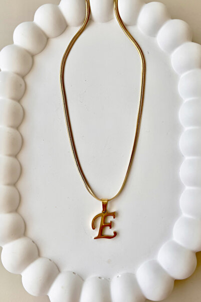 Fubena E Harf Sallantılı Künye Çelik Kolye