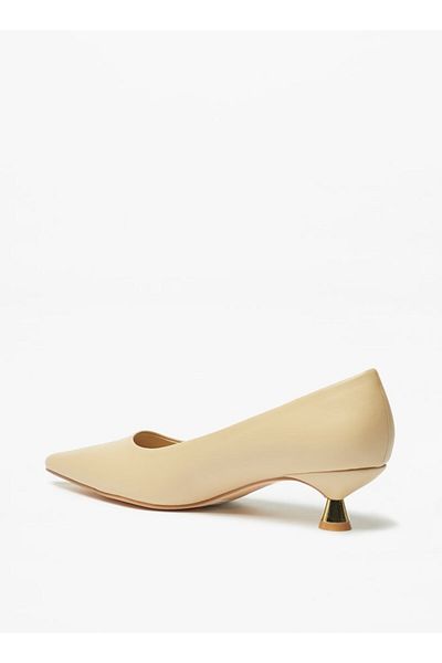 Flora Bella by Shoexpress Solid Slip-On Pointed Toe Pumps with Kitten Heels