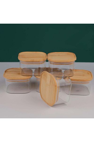Altabi 6 Pieces of Bamboo Lid, Non-Breathable Borosilcate Glass - Breakfast with Vacuum Lid