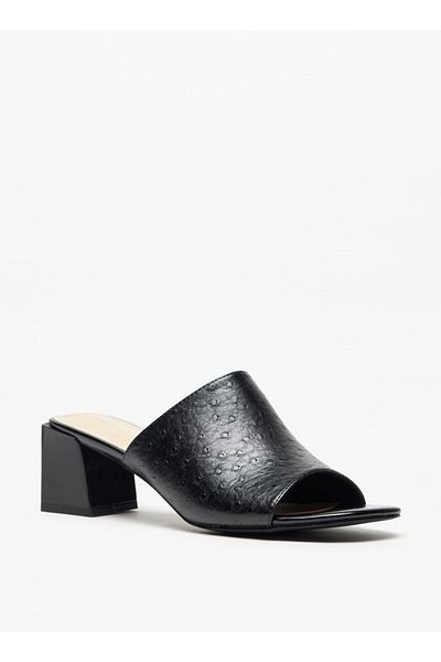 Flora Bella by Shoexpress Textured Slip-On Sandals with Block Heels