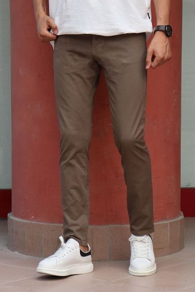 inpool Men's Slim-fit, Slim-Fit, Gabardine Trousers