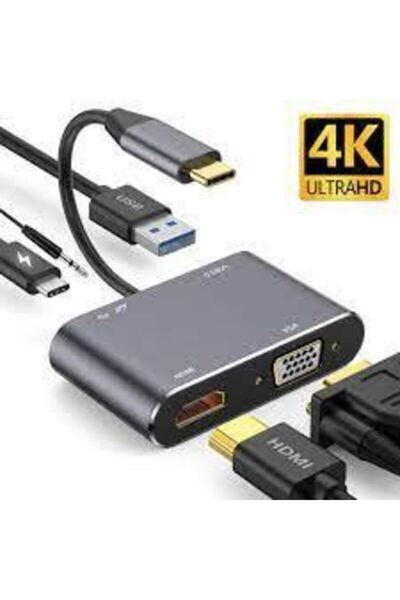 evotech Hc-11 Macbook Uyumlu Type-c To Usb 3.0 1080p 4k Hdmı Vga Pd Aux Ses G...