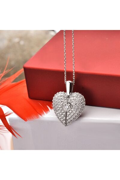 925KOLYE Açılır Kapanır Kalpli Isimli 925 Ayar Gümüş Kolye