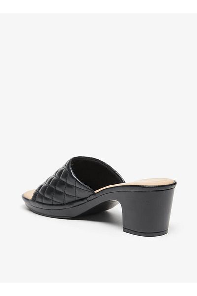 Flora Bella by Shoexpress Quilted Block Heels Slip-On Sandals