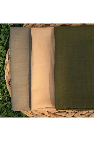 VEGA MODA 3 Pieces Plain India Cheesecloth - Khaki, Beige, Green