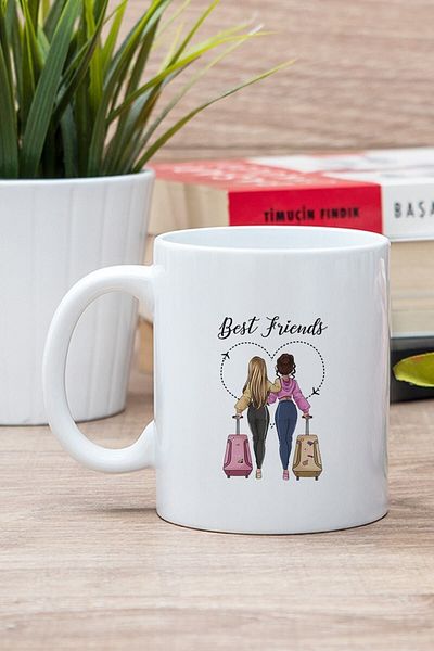 Hediyedukkani White Best Friends Printed Mug
