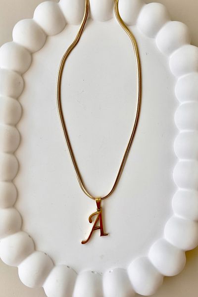 Fubena Letter a Dangle Imprint Steel Necklace
