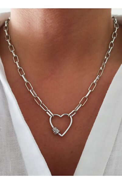DENİZDENAL Silver Heart Necklace