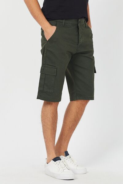Tarz Cool Ανδρικό σορτς τσέπης τύπου Khaki Cargo, Lycra
