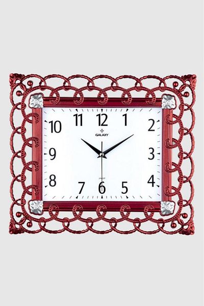 Tiesa Home Plastic Claret Red Rectangular Lace Wall Clock 36Cm×32Cm