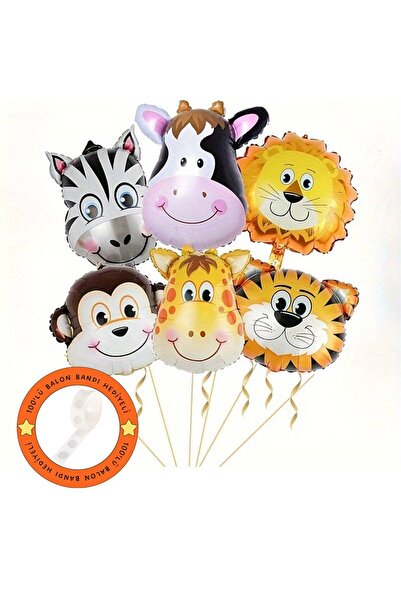 ATAKENT PARTİ Safari Konsept 6 Adet Hayvan Figürlü Doğum Günü Parti Folyo Bal...