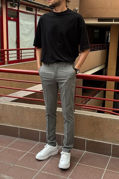 inpool Men's, slim-fit, stretch fabric, washed, old money culture, pants 24INP277