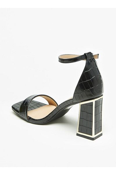 Flora Bella by Shoexpress Textured Ankle Strap Sandals with Block Heels