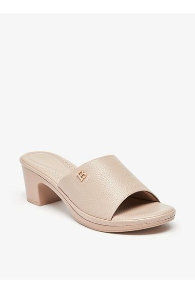 Flora Bella by Shoexpress Textured Slip-On Sandals with Block Heels