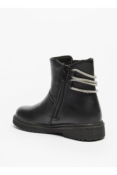 Juniors String Accent High Cut Boots with Zip Closure