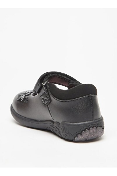 Juniors Flower Applique Mary Jane Shoes with Hook and Loop Closure