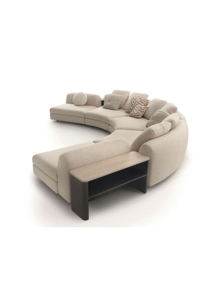 Passion Parlex-F 5 Parça Sehpa Oval Teddy Koltuk Takımı Salon Oturma Grubu L Köşe Fonksiyonel Koltuk Takımı