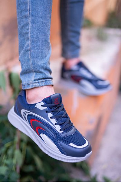 Weynes Navy Blue Orthopedic Wave Lace-Up Sneakers - Wsb0914