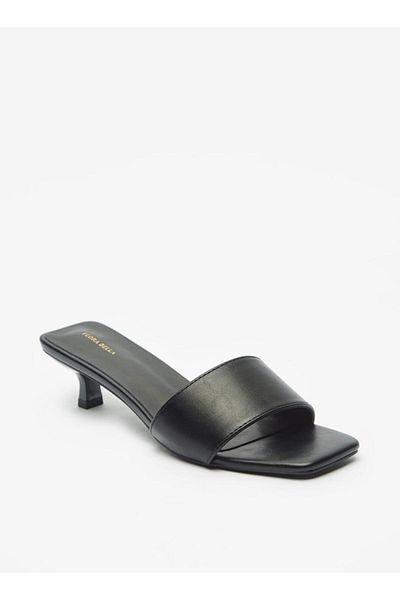 Flora Bella by Shoexpress Solid Slip-On Sandals with Kitten Heels