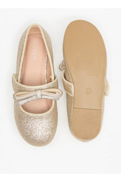 Celeste Girls' Glittery Round Toe Ballerina Shoes with Hook and Loop Closure