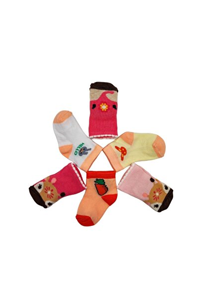 Defne Baby 6 Pairs Newborn Cotton Girls Newborn and Baby Socks 0-6 Months