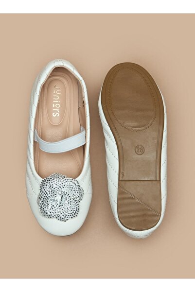 Juniors Floral Accent Slip-On Ballerina Shoes with Elastic Strap