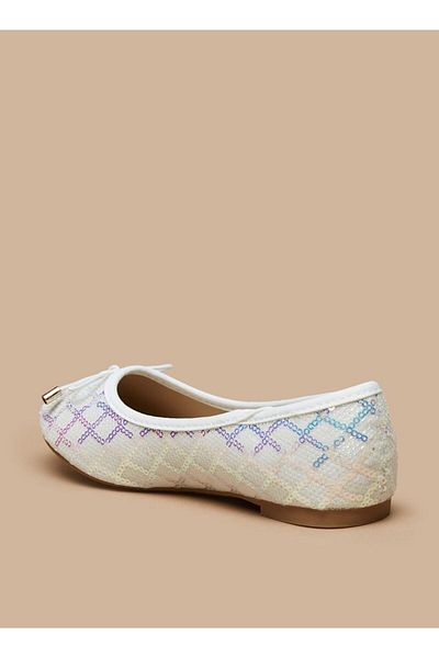 Flora Bella by Shoexpress Embellished Slip-On Ballerina Shoes with Bow Applique