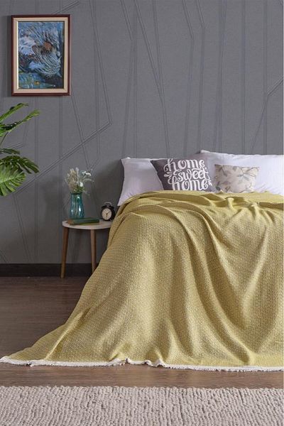 Miabella Home Pique Double, Summer Pique 100% Cotton, Double Bedspread, Tasseled Edge, Soft