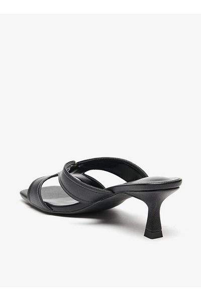 Flora Bella by Shoexpress Textured Slip-On Sandals with Kitten Heels