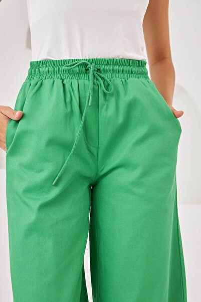 Orfeo Negro WOMEN'S ELASTIC WAIST COMFORTABLE FIT COTTON TABARDINE TROUSERS