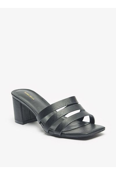 Flora Bella by Shoexpress Solid Slip-On Strap Sandals with Block Heels