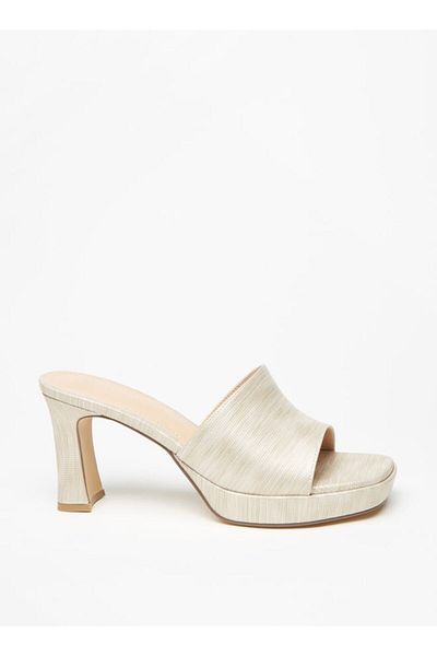 Flora Bella by Shoexpress Textured Slip-On Sandals with Block Heels