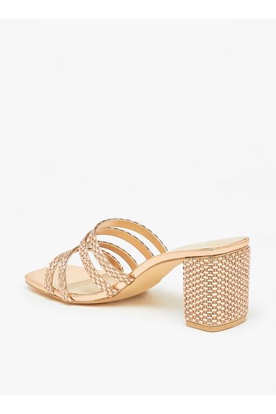 Flora Bella by Shoexpress Embellished Slip-On Sandals with Block Heels