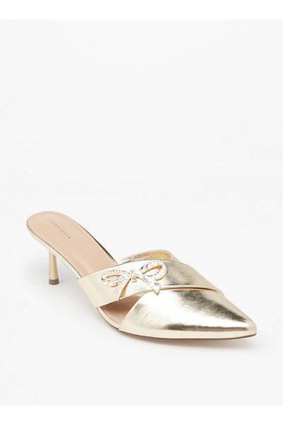 Flora Bella by Shoexpress Embellished Slip-on Pumps with Flared Heels