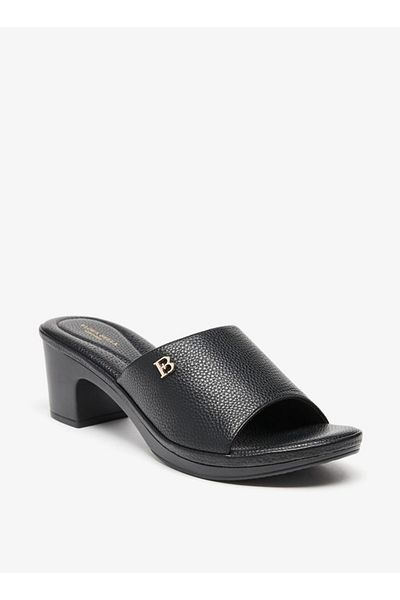Flora Bella by Shoexpress Textured Slip-On Sandals with Block Heels